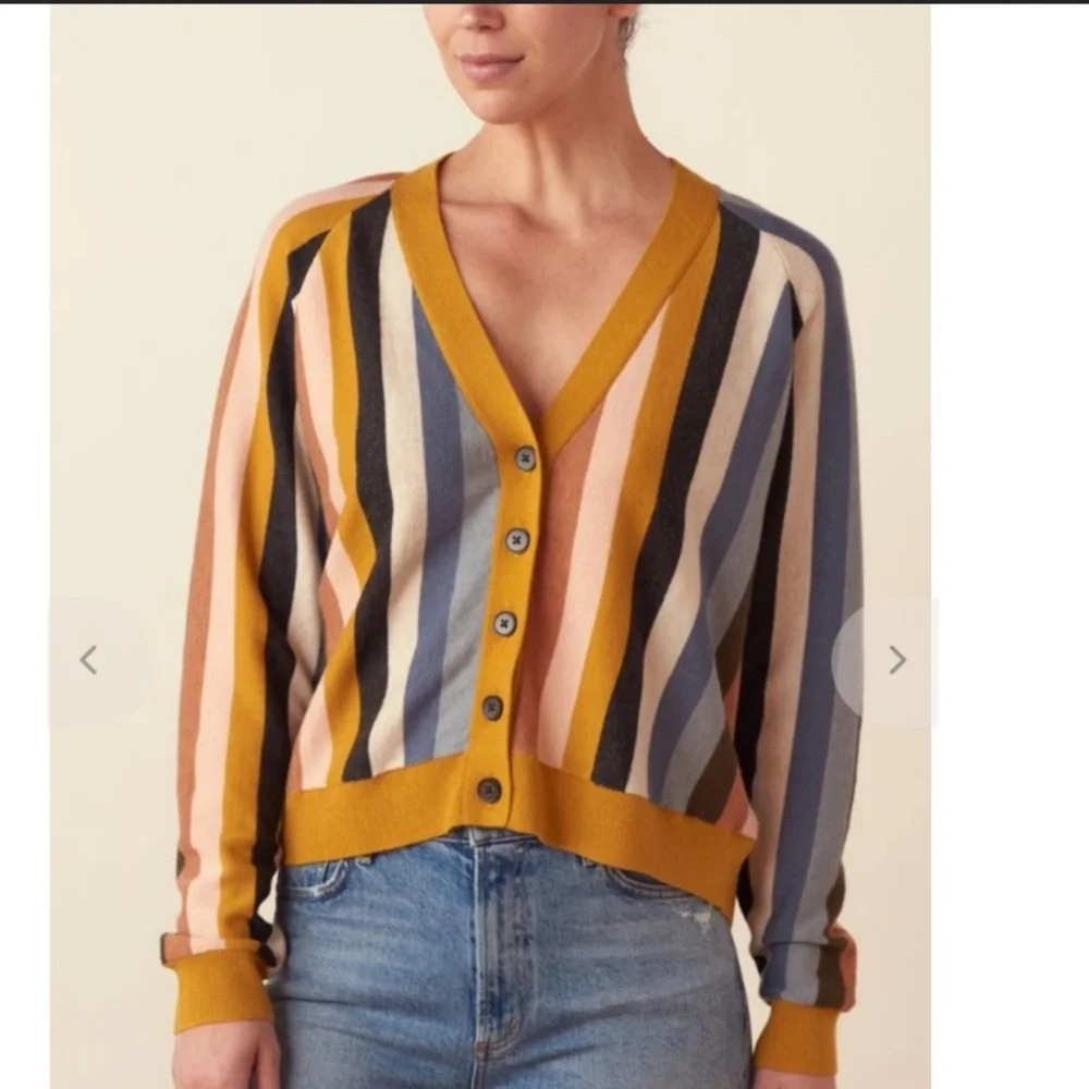 The GREAT. The Boxy Varsity Striped Cardigan Sweater Large - Picture 1 of 10